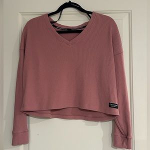 Calvin Klein Performance Crop Top Oversized V-Neck Ribbed Sweater